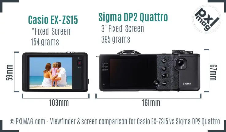 Casio EX-ZS15 vs Sigma DP2 Quattro Screen and Viewfinder comparison Casio EX-ZS15 vs Sigma DP2 Quattro Screen and Viewfinder comparison