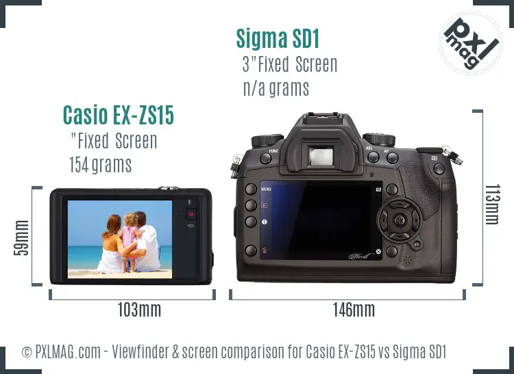 Casio EX-ZS15 vs Sigma SD1 Screen and Viewfinder comparison