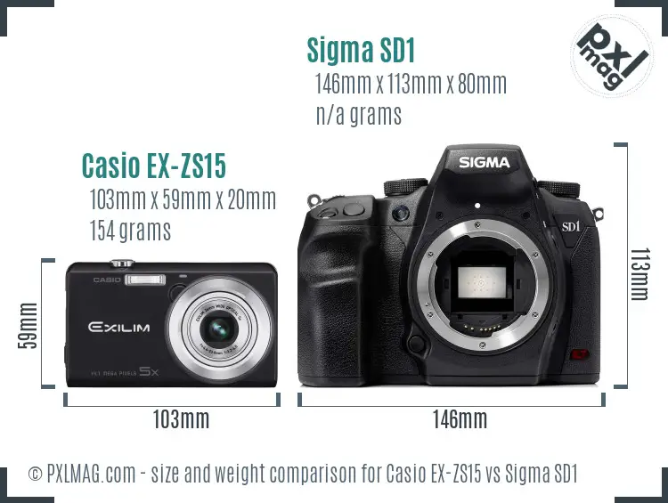 Casio EX-ZS15 vs Sigma SD1 size comparison
