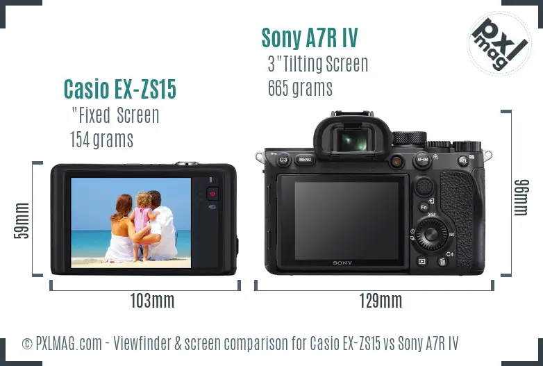 Casio EX-ZS15 vs Sony A7R IV Screen and Viewfinder comparison