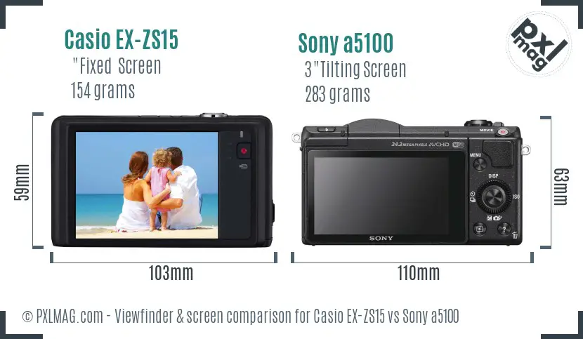 Casio EX-ZS15 vs Sony a5100 Screen and Viewfinder comparison