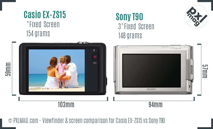 Casio EX-ZS15 vs Sony T90 Screen and Viewfinder comparison