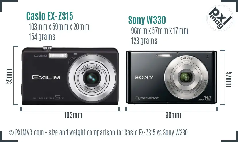 Casio EX-ZS15 vs Sony W330 size comparison Casio EX-ZS15 vs Sony W330 size comparison