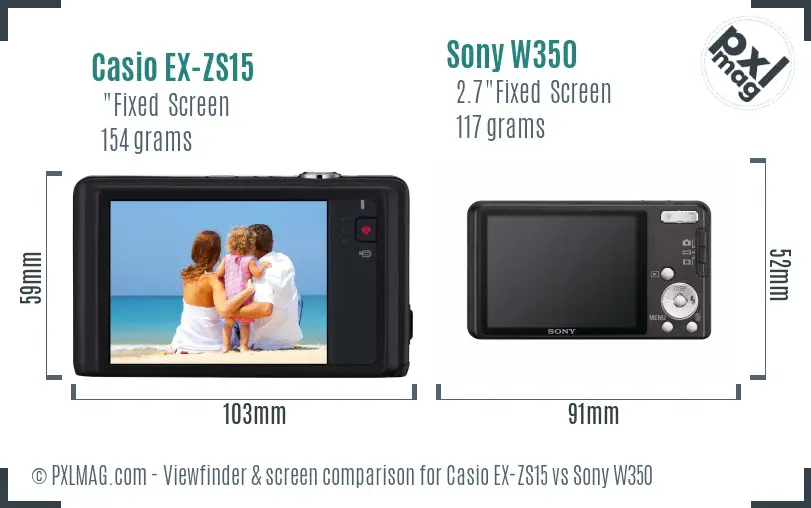 Casio EX-ZS15 vs Sony W350 Screen and Viewfinder comparison