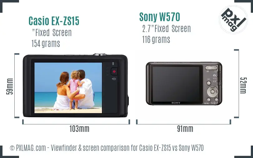 Casio EX-ZS15 vs Sony W570 Screen and Viewfinder comparison