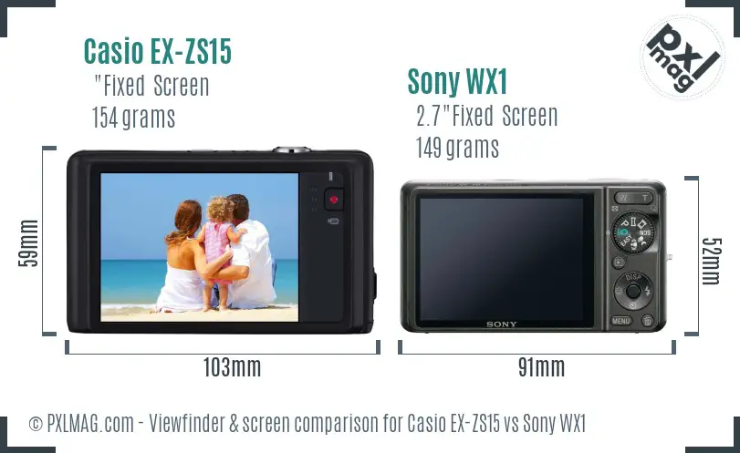 Casio EX-ZS15 vs Sony WX1 Screen and Viewfinder comparison