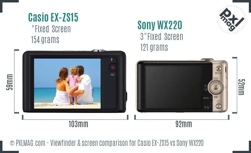 Casio EX-ZS15 vs Sony WX220 Screen and Viewfinder comparison