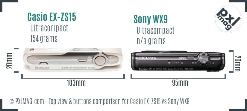 Casio EX-ZS15 vs Sony WX9 top view buttons comparison