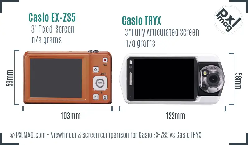 Casio EX-ZS5 vs Casio TRYX Screen and Viewfinder comparison