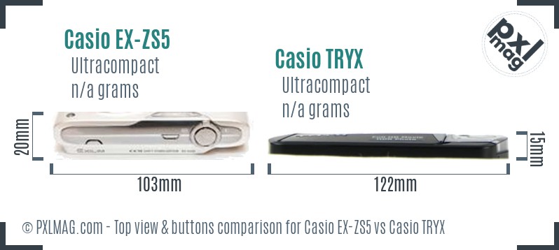 Casio EX-ZS5 vs Casio TRYX top view buttons comparison