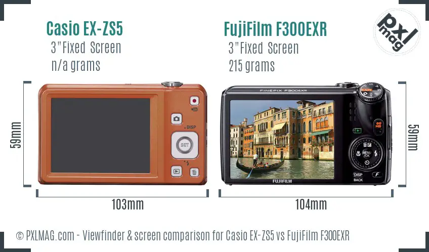 Casio EX-ZS5 vs FujiFilm F300EXR Screen and Viewfinder comparison Casio EX-ZS5 vs FujiFilm F300EXR Screen and Viewfinder comparison