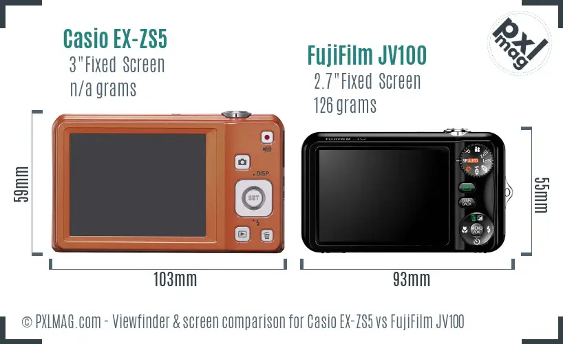 Casio EX-ZS5 vs FujiFilm JV100 Screen and Viewfinder comparison Casio EX-ZS5 vs FujiFilm JV100 Screen and Viewfinder comparison