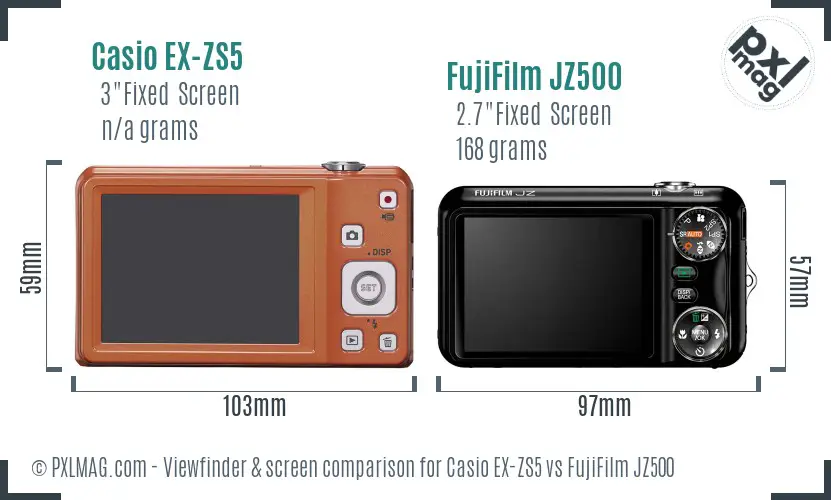 Casio EX-ZS5 vs FujiFilm JZ500 Screen and Viewfinder comparison