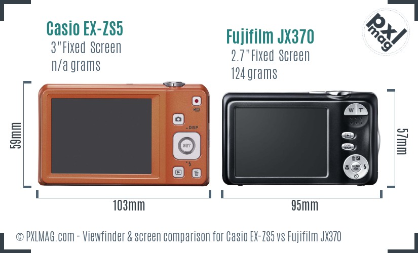 Casio EX-ZS5 vs Fujifilm JX370 Screen and Viewfinder comparison
