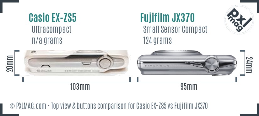 Casio EX-ZS5 vs Fujifilm JX370 top view buttons comparison