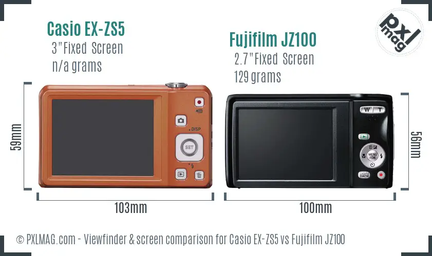 Casio EX-ZS5 vs Fujifilm JZ100 Screen and Viewfinder comparison Casio EX-ZS5 vs Fujifilm JZ100 Screen and Viewfinder comparison