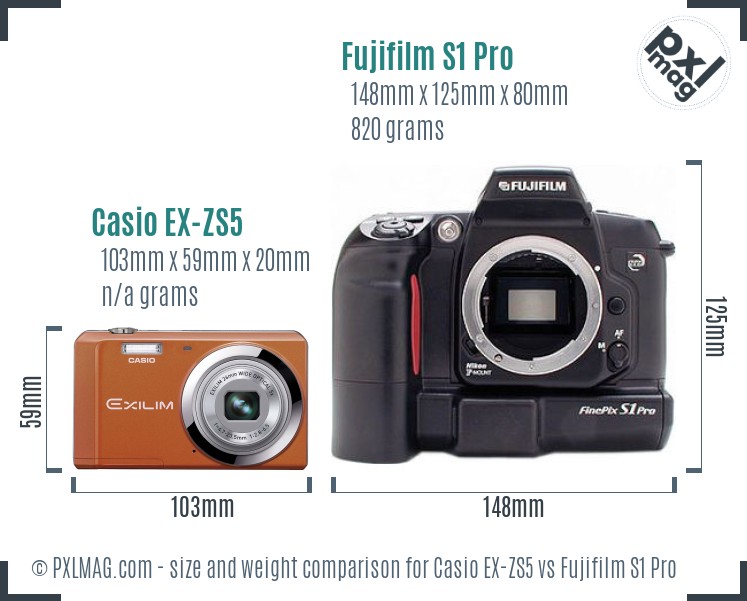 Casio EX-ZS5 vs Fujifilm S1 Pro size comparison Casio EX-ZS5 vs Fujifilm S1 Pro size comparison