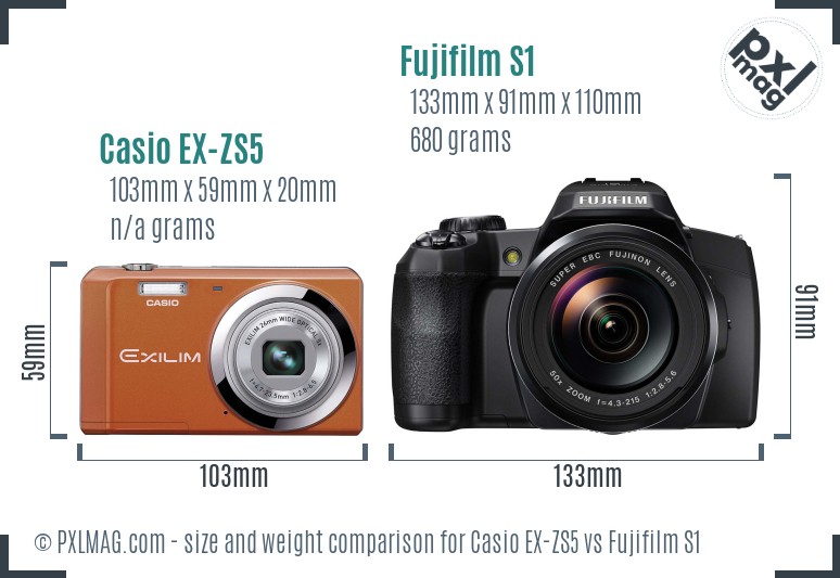 Casio EX-ZS5 vs Fujifilm S1 size comparison Casio EX-ZS5 vs Fujifilm S1 size comparison