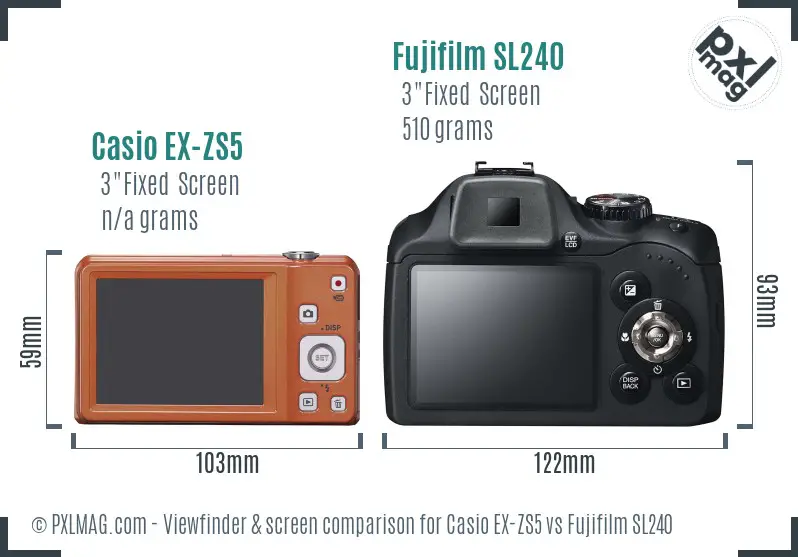 Casio EX-ZS5 vs Fujifilm SL240 Screen and Viewfinder comparison Casio EX-ZS5 vs Fujifilm SL240 Screen and Viewfinder comparison