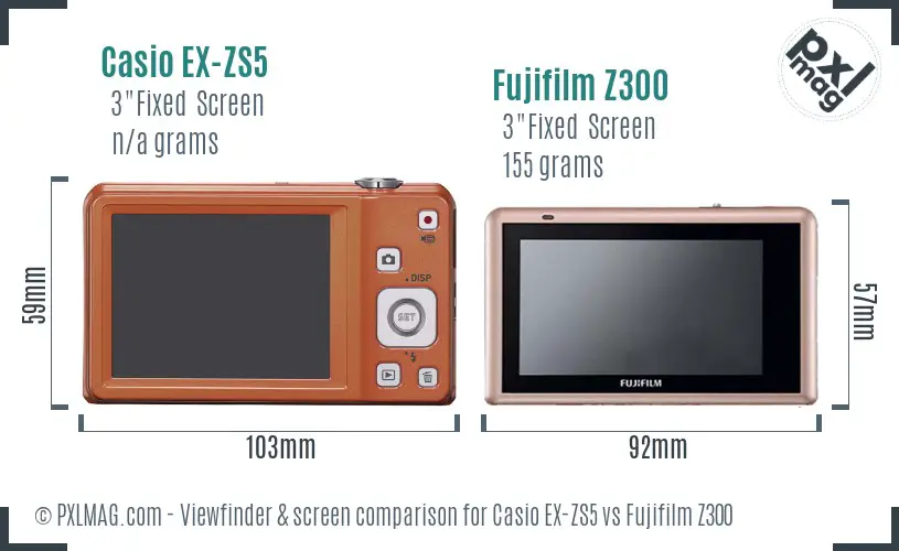 Casio EX-ZS5 vs Fujifilm Z300 Screen and Viewfinder comparison Casio EX-ZS5 vs Fujifilm Z300 Screen and Viewfinder comparison