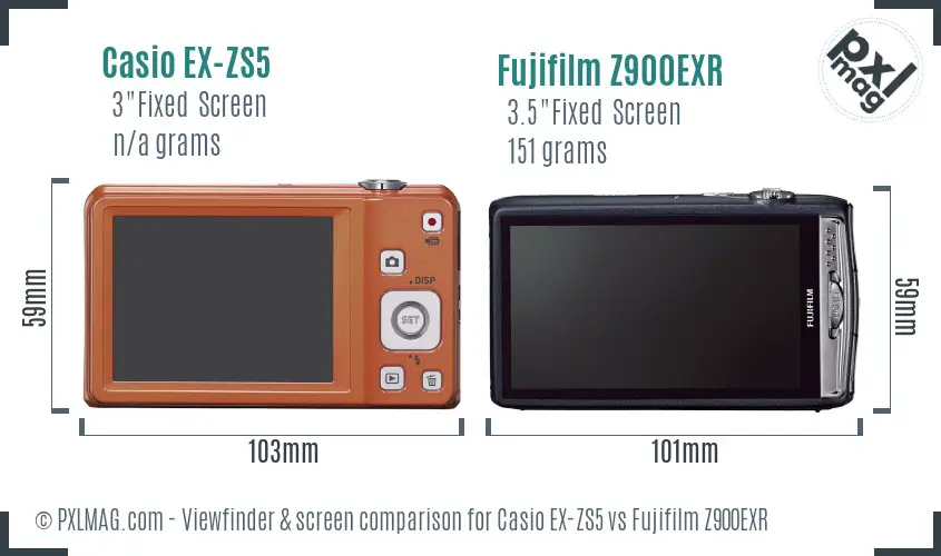 Casio EX-ZS5 vs Fujifilm Z900EXR Screen and Viewfinder comparison Casio EX-ZS5 vs Fujifilm Z900EXR Screen and Viewfinder comparison