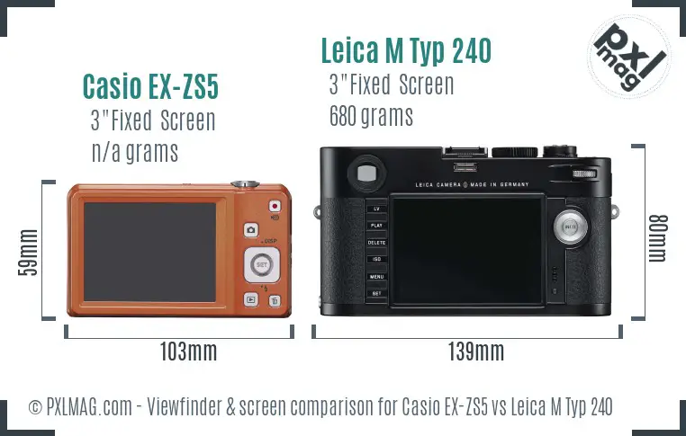 Casio EX-ZS5 vs Leica M Typ 240 Screen and Viewfinder comparison