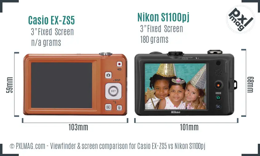 Casio EX-ZS5 vs Nikon S1100pj Screen and Viewfinder comparison Casio EX-ZS5 vs Nikon S1100pj Screen and Viewfinder comparison