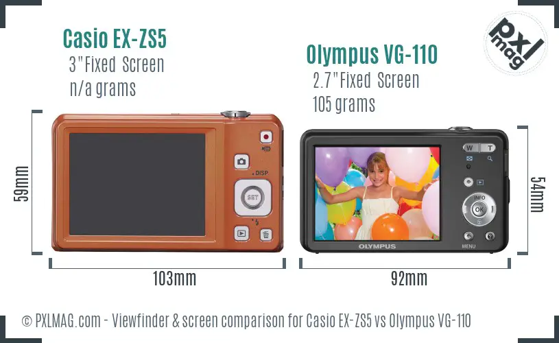Casio EX-ZS5 vs Olympus VG-110 Screen and Viewfinder comparison Casio EX-ZS5 vs Olympus VG-110 Screen and Viewfinder comparison