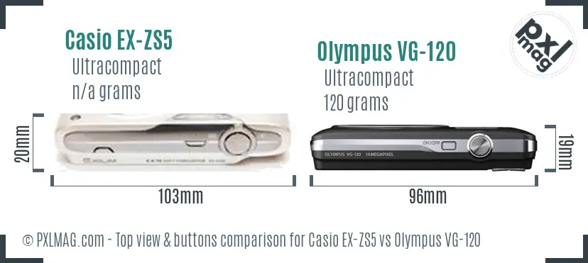 Casio EX-ZS5 vs Olympus VG-120 top view buttons comparison