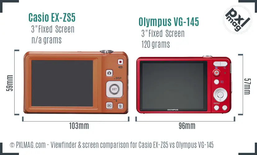 Casio EX-ZS5 vs Olympus VG-145 Screen and Viewfinder comparison