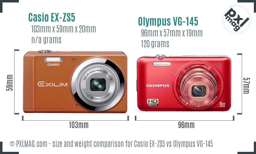 Casio EX-ZS5 vs Olympus VG-145 size comparison