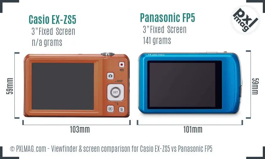Casio EX-ZS5 vs Panasonic FP5 Screen and Viewfinder comparison