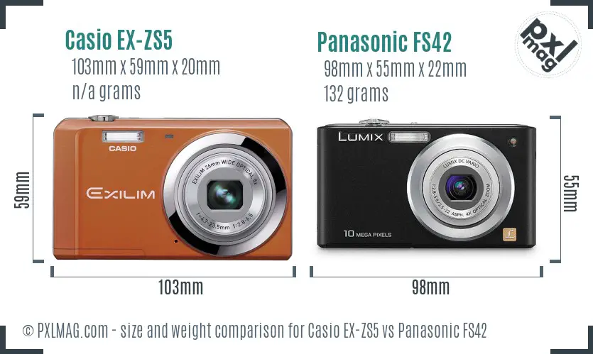 Casio EX-ZS5 vs Panasonic FS42 size comparison Casio EX-ZS5 vs Panasonic FS42 size comparison