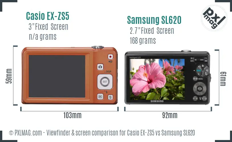 Casio EX-ZS5 vs Samsung SL620 Screen and Viewfinder comparison Casio EX-ZS5 vs Samsung SL620 Screen and Viewfinder comparison