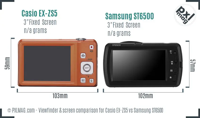 Casio EX-ZS5 vs Samsung ST6500 Screen and Viewfinder comparison