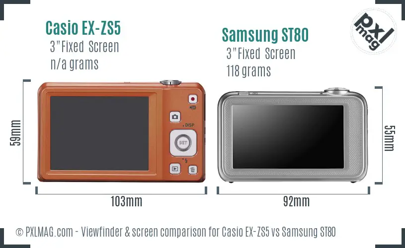 Casio EX-ZS5 vs Samsung ST80 Screen and Viewfinder comparison