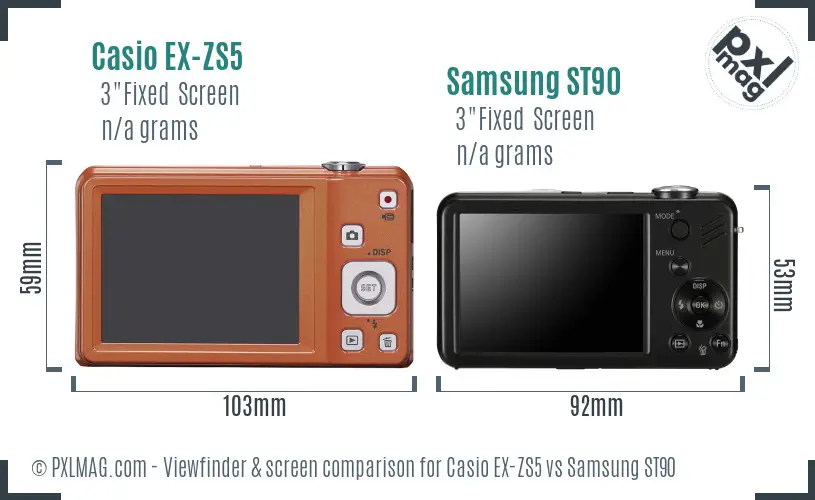 Casio EX-ZS5 vs Samsung ST90 Screen and Viewfinder comparison Casio EX-ZS5 vs Samsung ST90 Screen and Viewfinder comparison