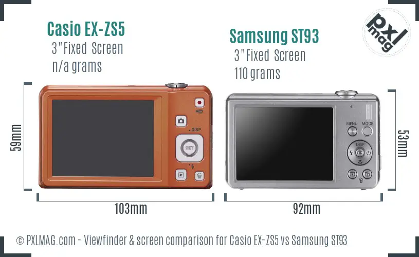 Casio EX-ZS5 vs Samsung ST93 Screen and Viewfinder comparison Casio EX-ZS5 vs Samsung ST93 Screen and Viewfinder comparison