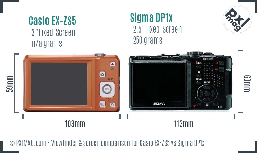 Casio EX-ZS5 vs Sigma DP1x Screen and Viewfinder comparison