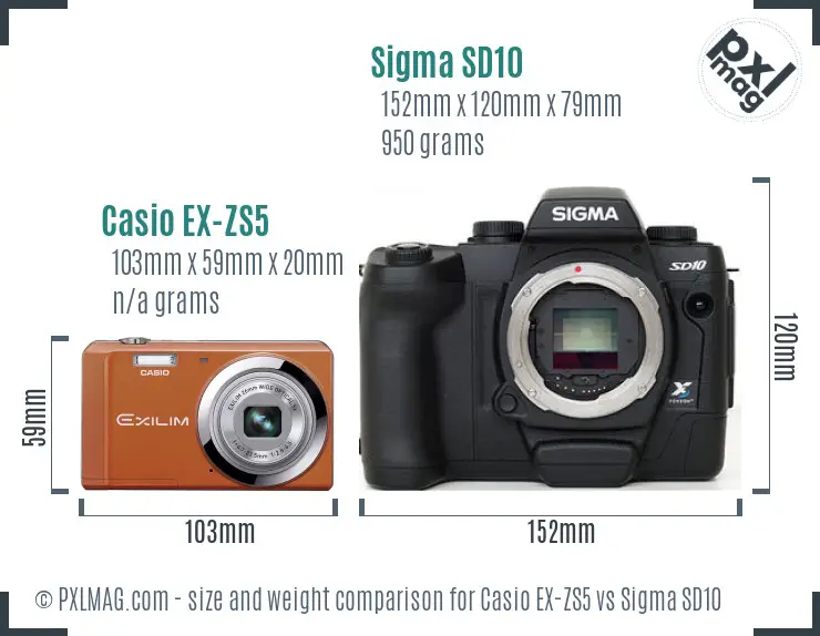 Casio EX-ZS5 vs Sigma SD10 size comparison