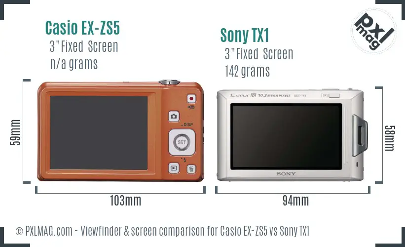 Casio EX-ZS5 vs Sony TX1 Screen and Viewfinder comparison Casio EX-ZS5 vs Sony TX1 Screen and Viewfinder comparison