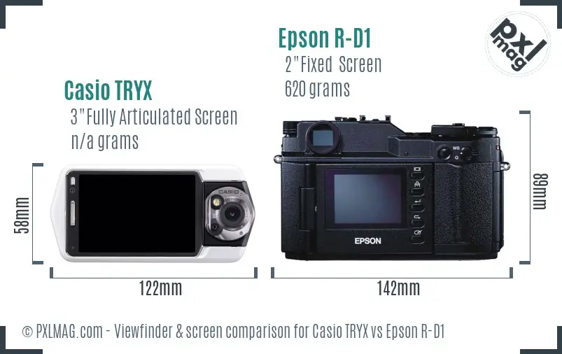 Casio TRYX vs Epson R-D1 Screen and Viewfinder comparison