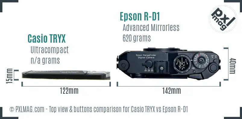 Casio TRYX vs Epson R-D1 top view buttons comparison