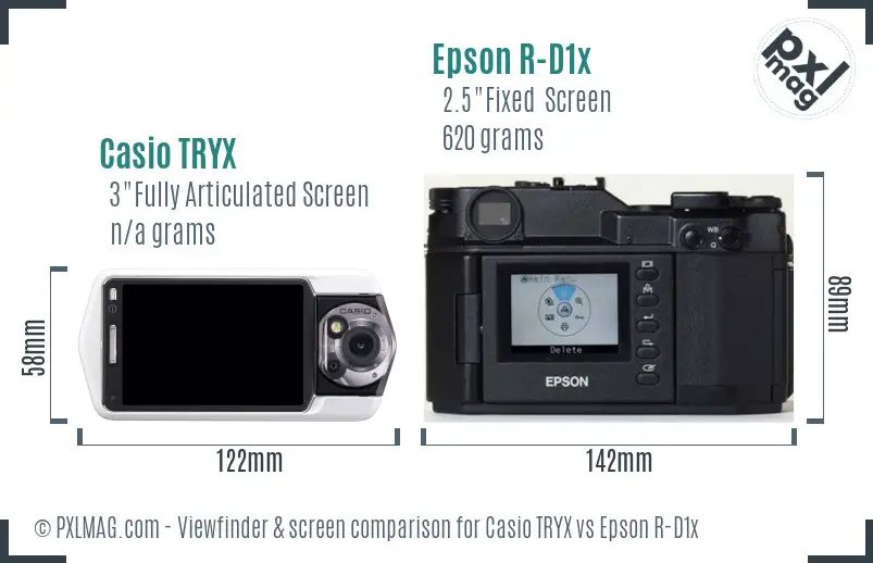 Casio TRYX vs Epson R-D1x Screen and Viewfinder comparison
