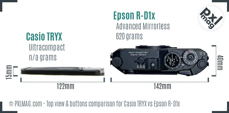 Casio TRYX vs Epson R-D1x top view buttons comparison