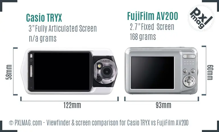 Casio TRYX vs FujiFilm AV200 Screen and Viewfinder comparison