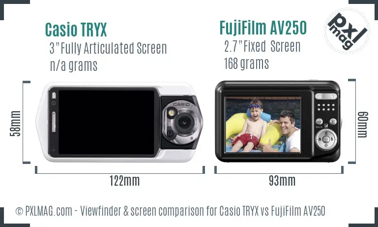 Casio TRYX vs FujiFilm AV250 Screen and Viewfinder comparison Casio TRYX vs FujiFilm AV250 Screen and Viewfinder comparison