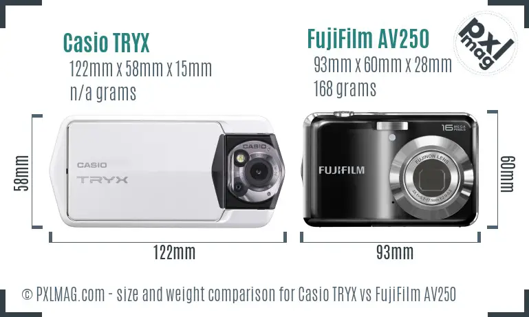 Casio TRYX vs FujiFilm AV250 size comparison Casio TRYX vs FujiFilm AV250 size comparison