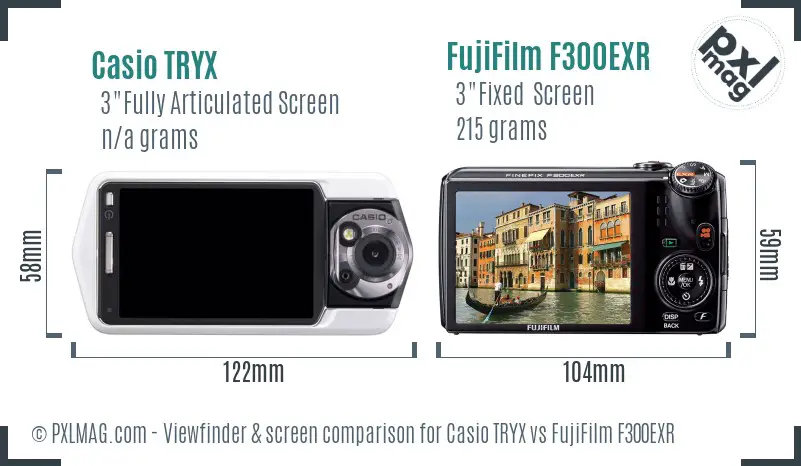 Casio TRYX vs FujiFilm F300EXR Screen and Viewfinder comparison