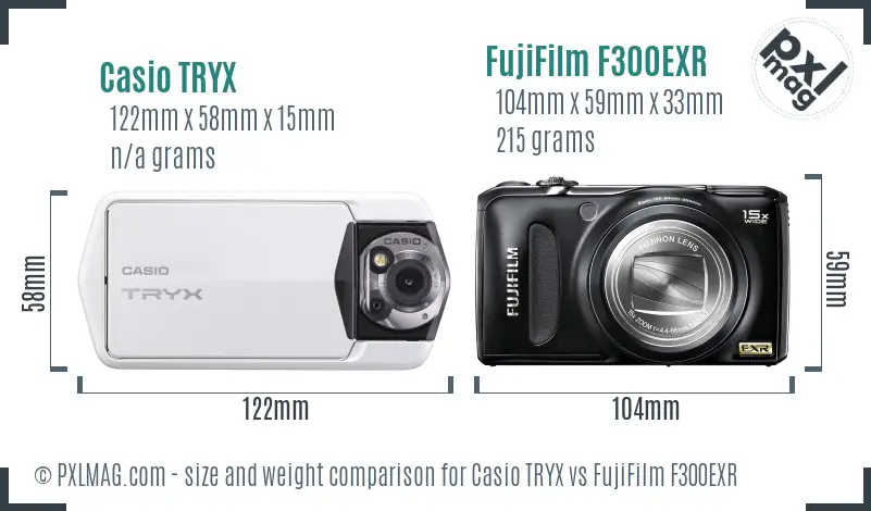 Casio TRYX vs FujiFilm F300EXR size comparison